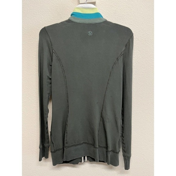 Lululemon Striped Neckline Full Zip Jacket Size 6 Green - Picture 7 of 9